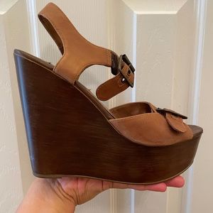 Steve Madden Leather 1970s style wedges